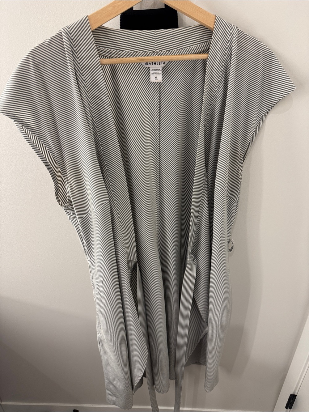 Athleta Black & White Striped Draped Swim Coverup